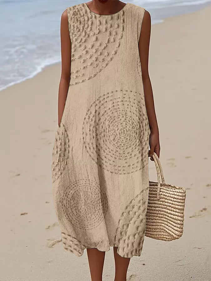 Elise™ | Sleeveless Long Dress with Textured Pattern