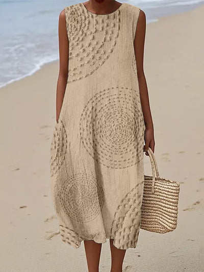 Elise™ | Sleeveless Long Dress with Textured Pattern