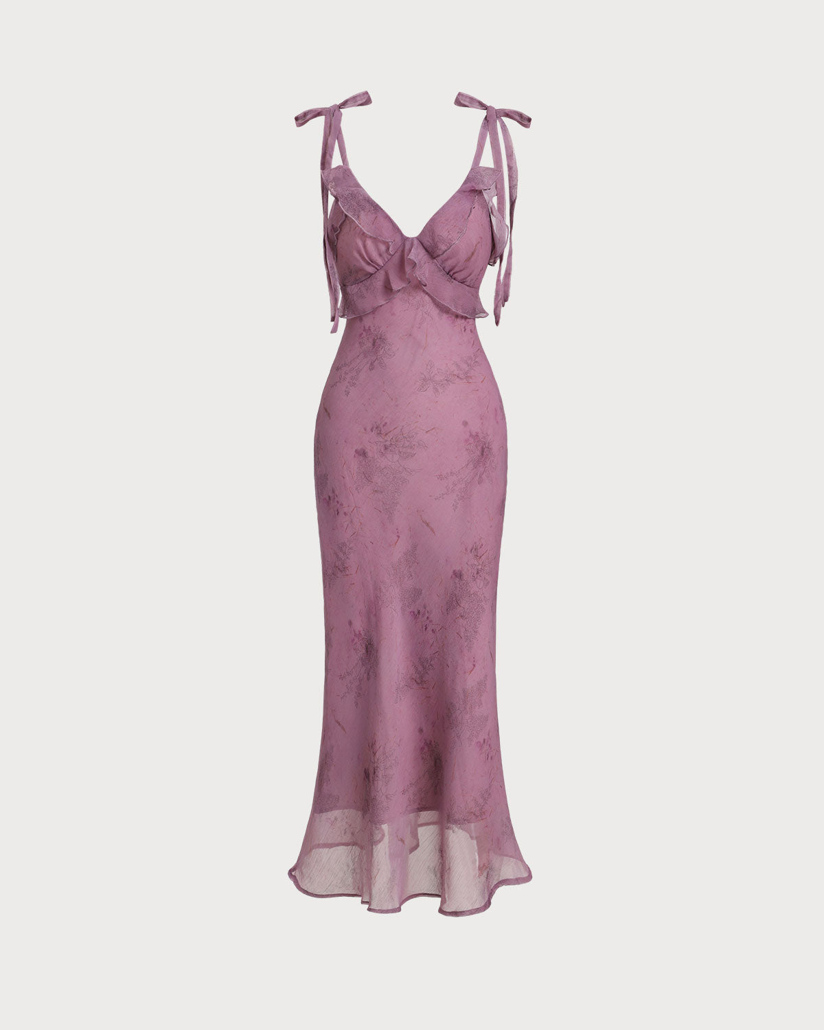 Rya™ | Elegant Floral Ruffle Tie Strap Midi Dress