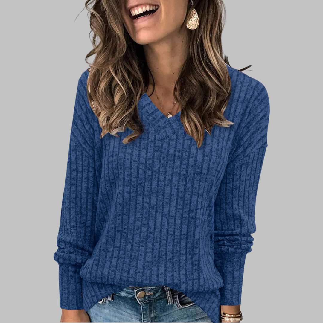 Rivva™ | Comfy V-Neck Long Sleeve Top