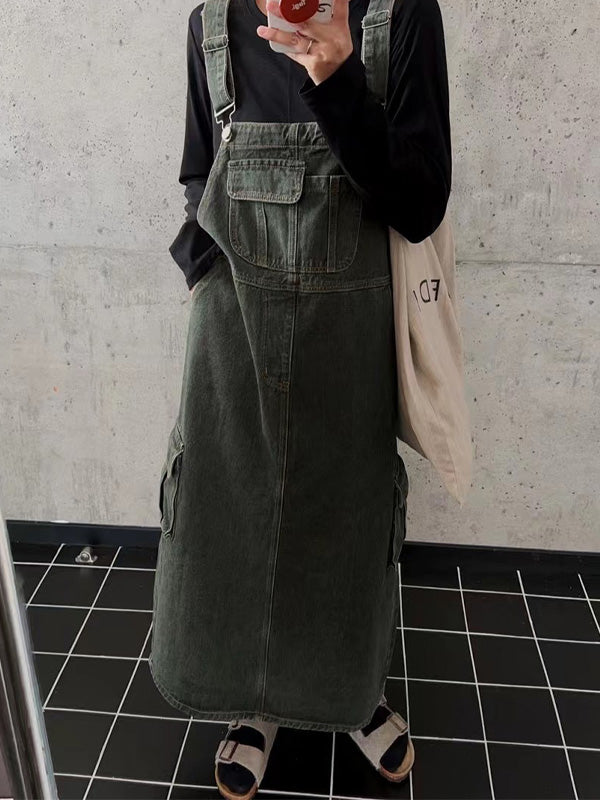 Dungaree Dress with Cargo Pocket