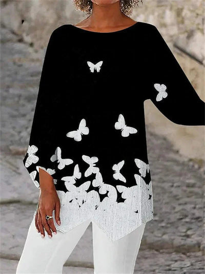 Sienna Rose™ | Printed Long-Sleeve Crew Neck Shirt