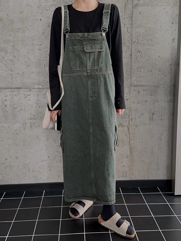 Dungaree Dress with Cargo Pocket