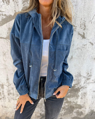 Danna | Cord Jacket with Hood and Zipper