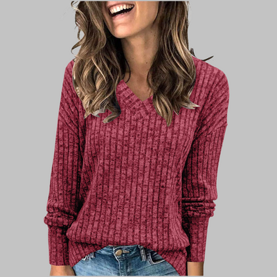Rivva™ | Comfy V-Neck Long Sleeve Top
