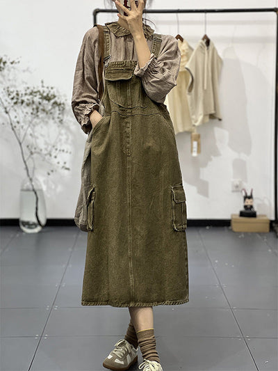 Dungaree Dress with Cargo Pocket