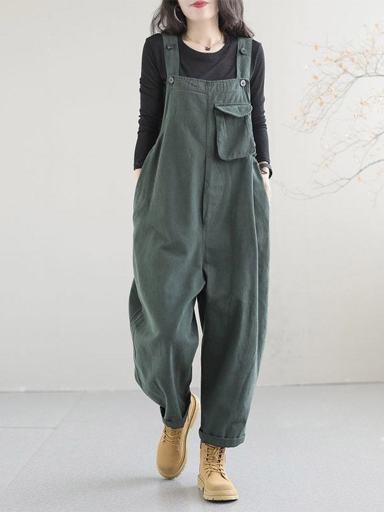 Women's Cotton Dungarees with Relaxed Fit