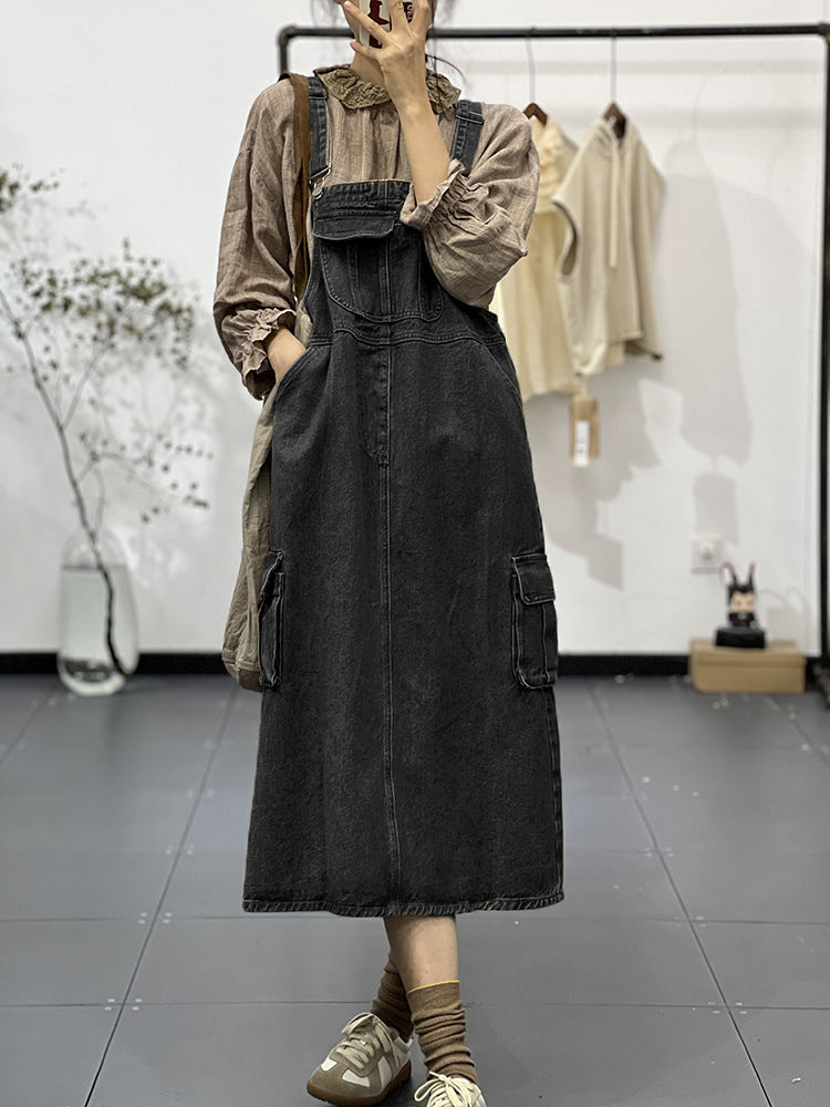 Dungaree Dress with Cargo Pocket