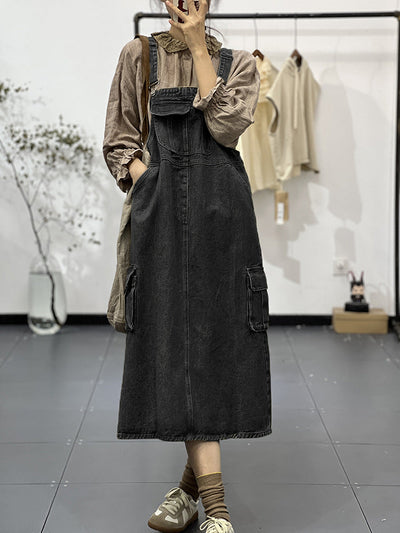 Dungaree Dress with Cargo Pocket