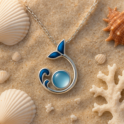 Old Wave Necklace with Pearl
