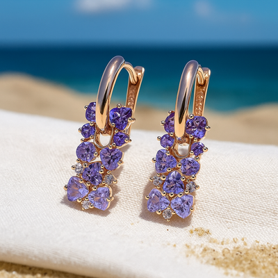 Lilac Crystal Cascade Earrings