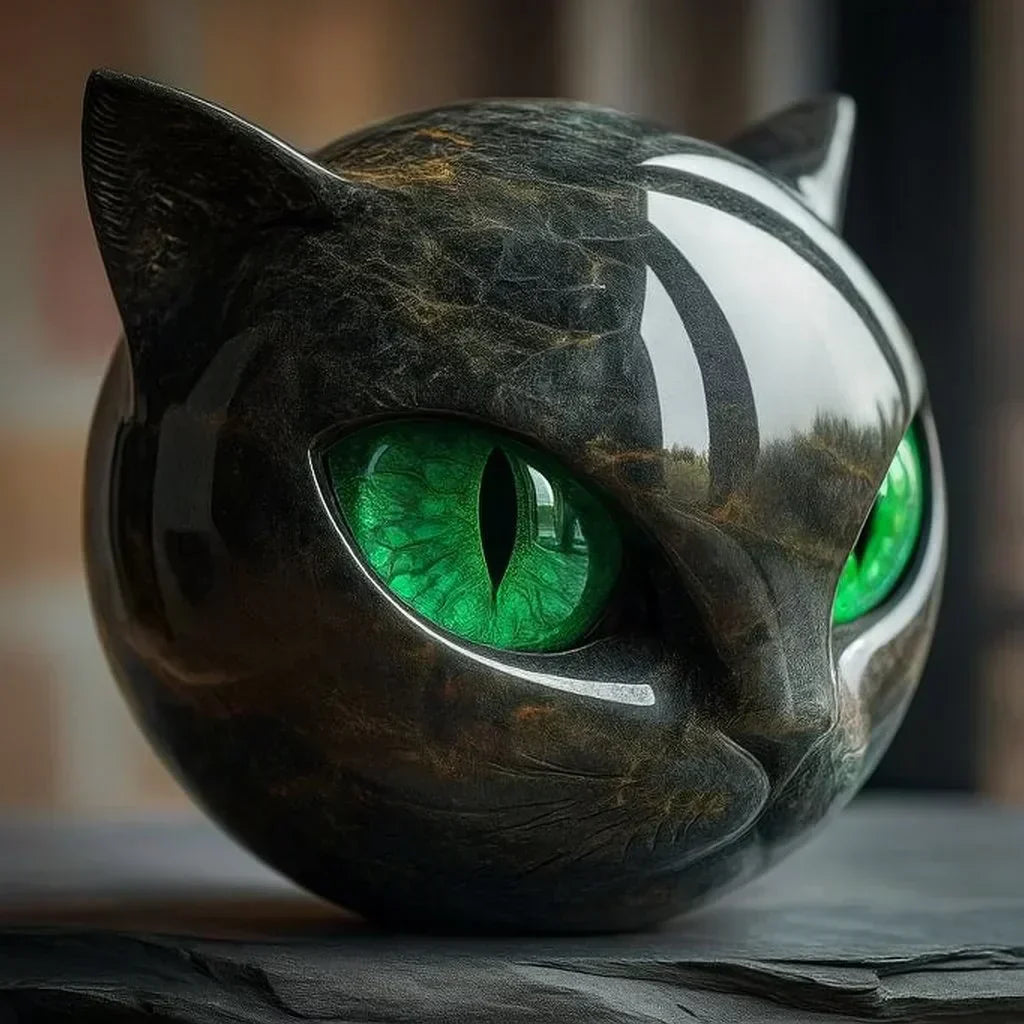 Sculpture of Mysterious Black Cat Head