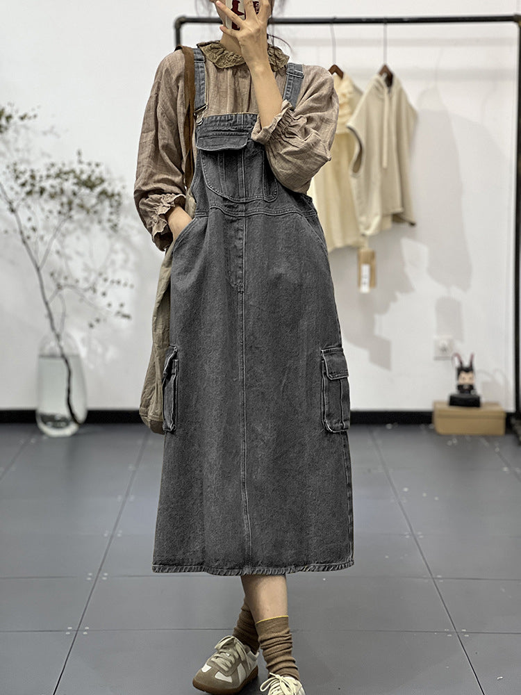 Dungaree Dress with Cargo Pocket