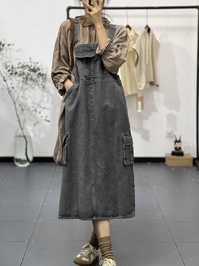 Dungaree Dress with Cargo Pocket
