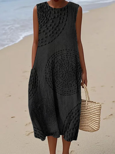 Elise™ | Sleeveless Long Dress with Textured Pattern