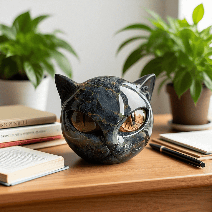 Sculpture of Mysterious Black Cat Head
