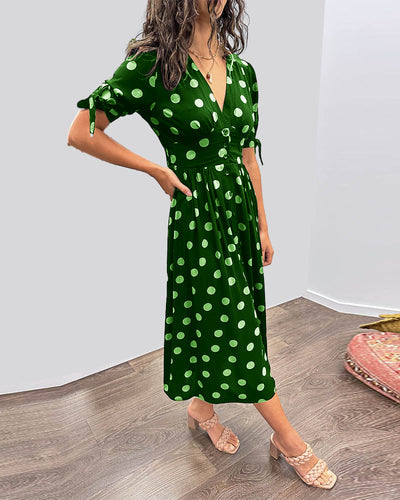 Mina™ | V-Neck Polka Dot Dress