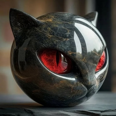 Sculpture of Mysterious Black Cat Head