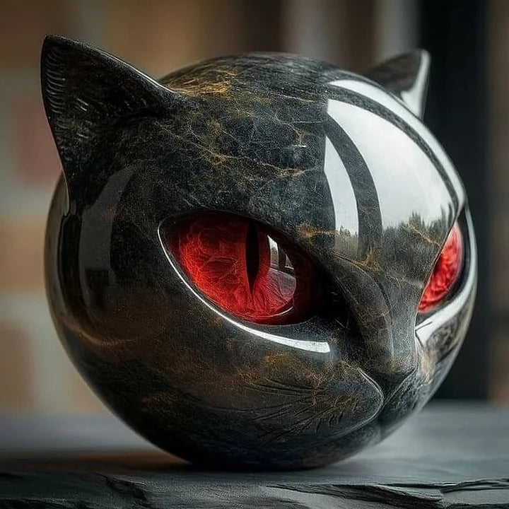 Sculpture of Mysterious Black Cat Head