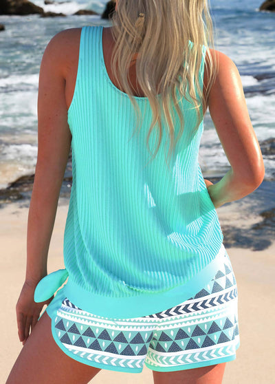 Marit I Trendy Geometric Tankini Set with Bow I Last Day 80% Off!