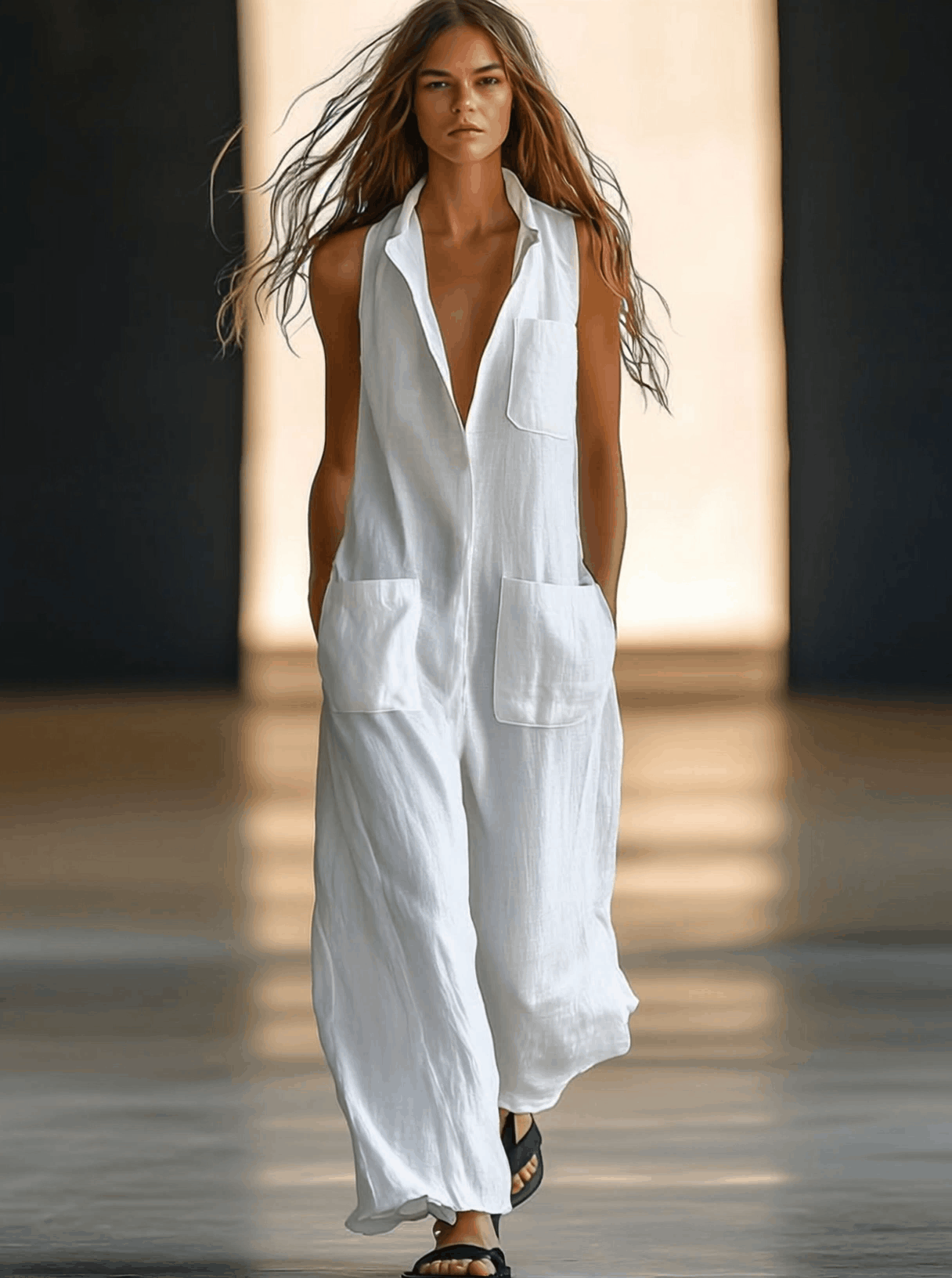 Zina™ | White Retro Loose Casual Jumpsuit
