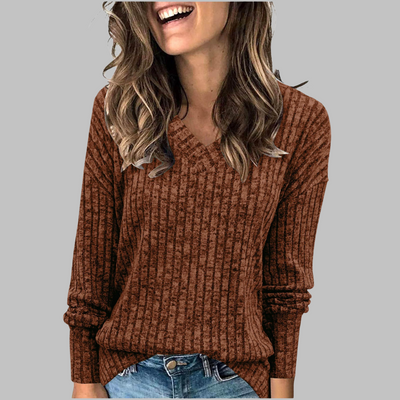 Rivva™ | Comfy V-Neck Long Sleeve Top