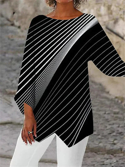 Sienna Rose™ | Printed Long-Sleeve Crew Neck Shirt