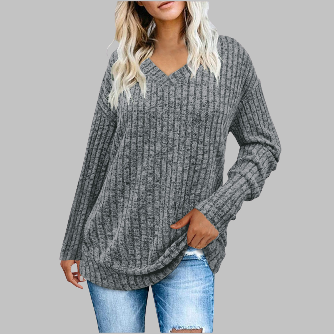 Rivva™ | Comfy V-Neck Long Sleeve Top