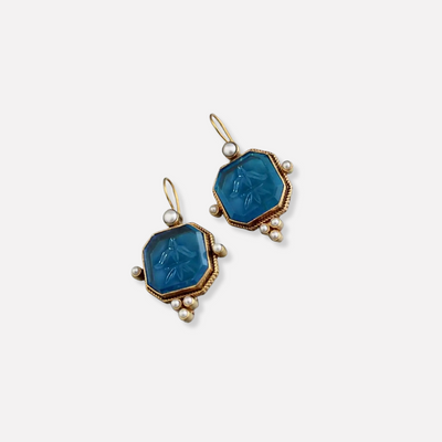 Maeble Vintage earrings with green stone and pearl