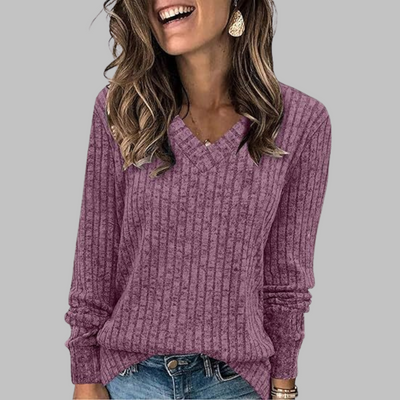 Rivva™ | Comfy V-Neck Long Sleeve Top