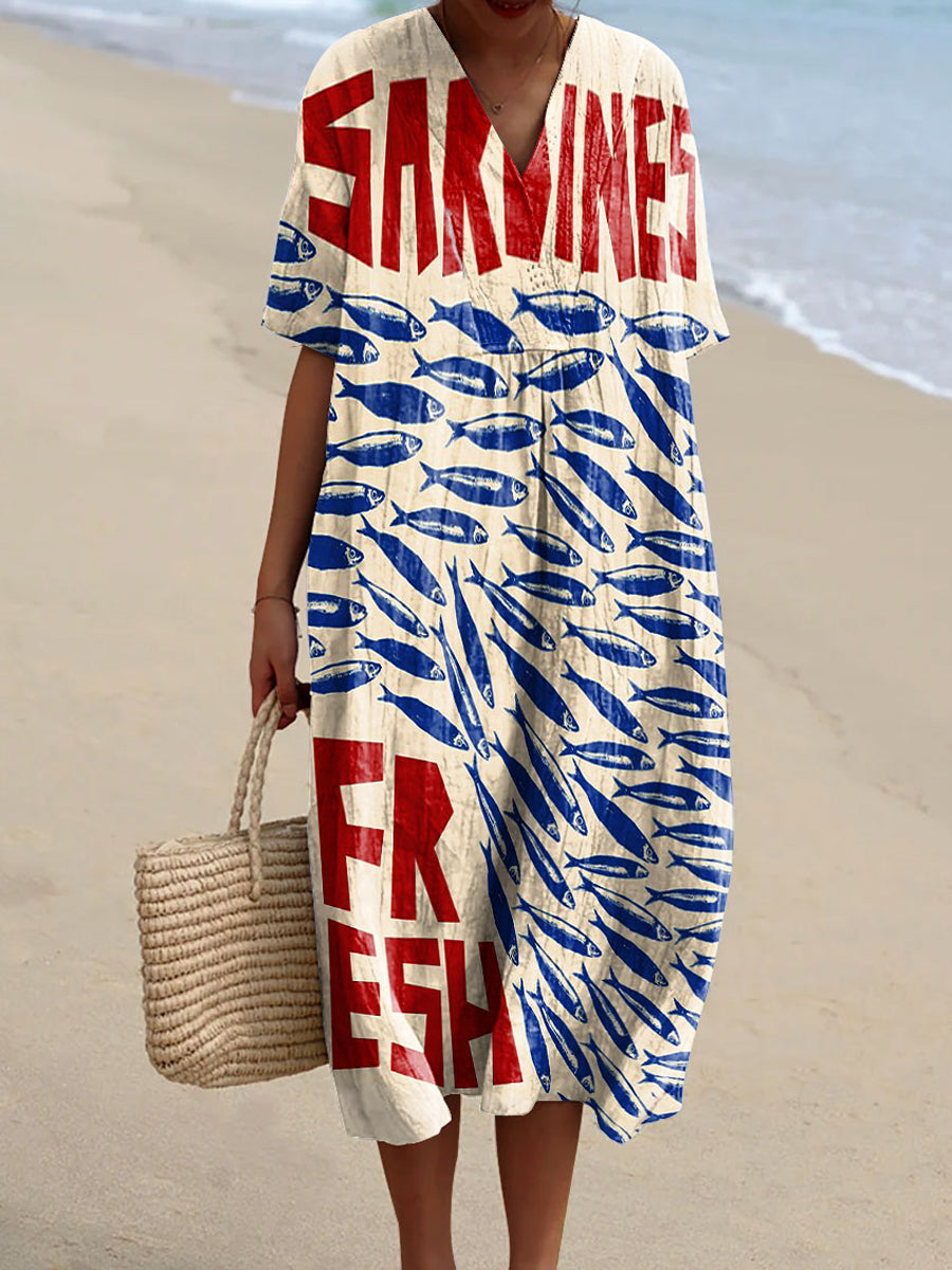 Marcia™ | Dress with Sardine Print