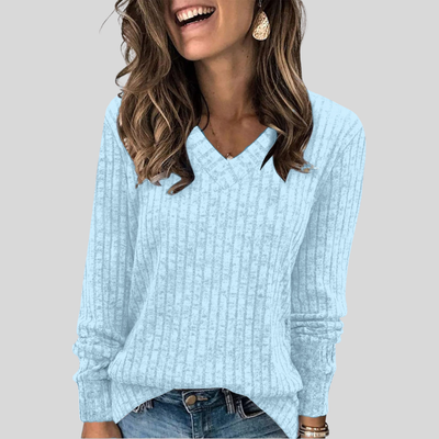 Rivva™ | Comfy V-Neck Long Sleeve Top