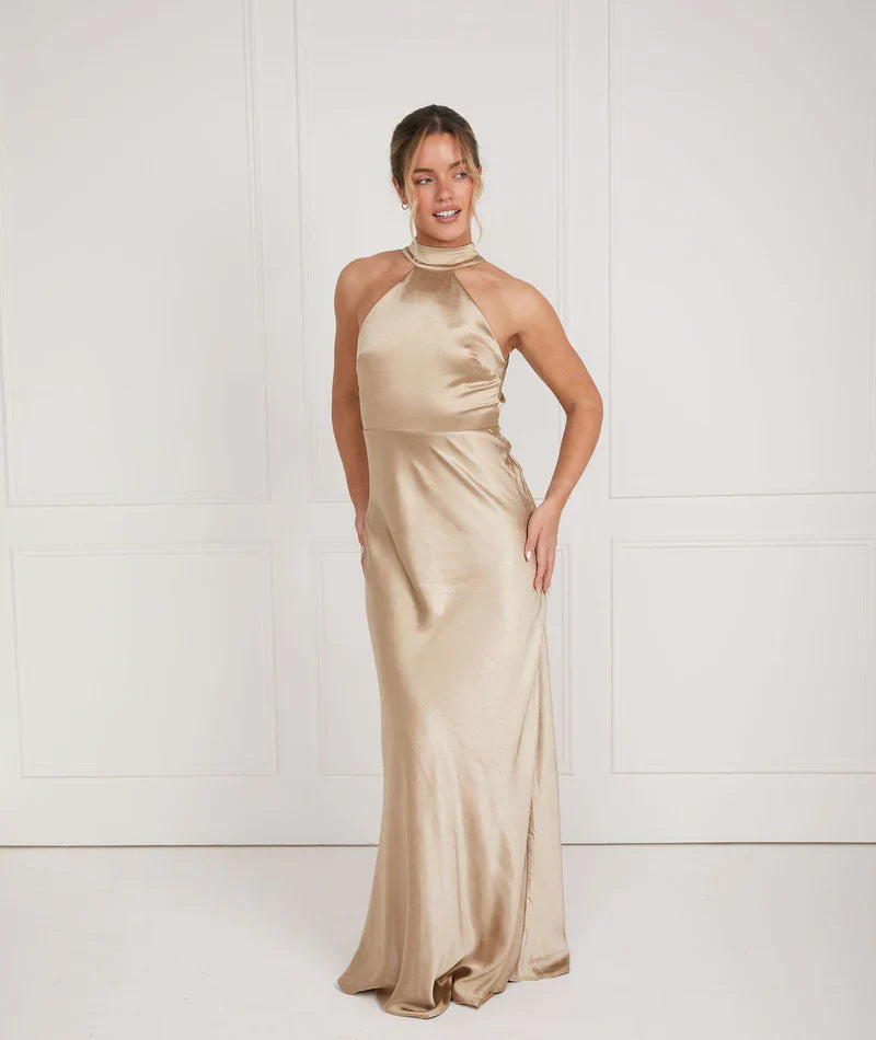 Gigi™ | Halter Neck Satin Bridesmaid Dress