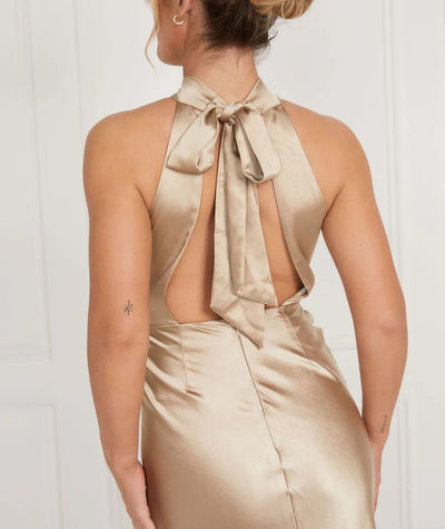 Gigi™ | Halter Neck Satin Bridesmaid Dress