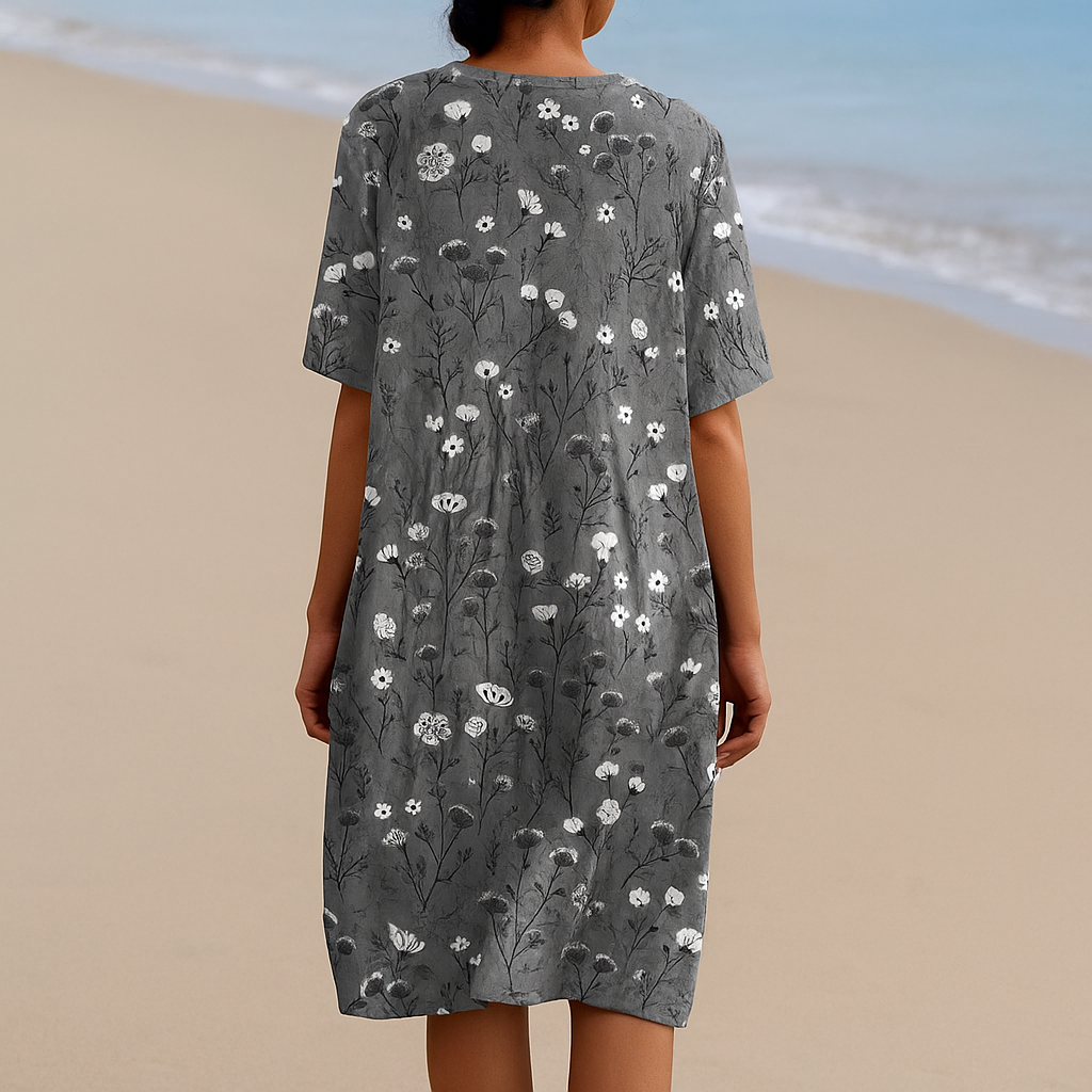 Dalia™ | Dark Gray Dress with White Flowers