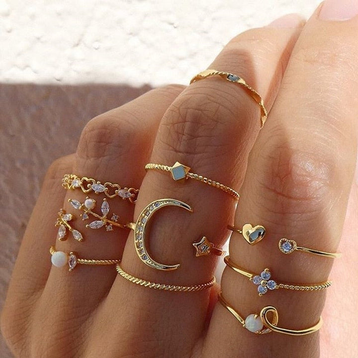 10 Pairs of Bohemian Silver and Gold Rings