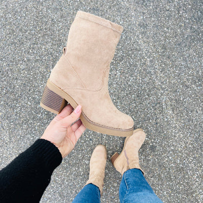 Cherry™ | Stylish Khaki Suede Boots