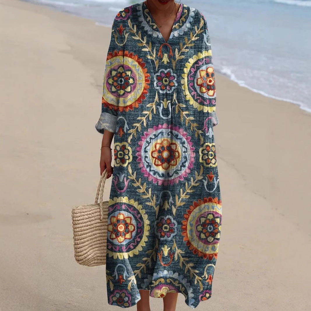 Marinella™ | Bohemian Dress with Ethnic Print