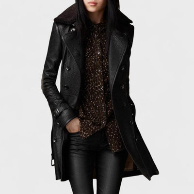 Marie™ | Elegant 3/4 Leather Coat