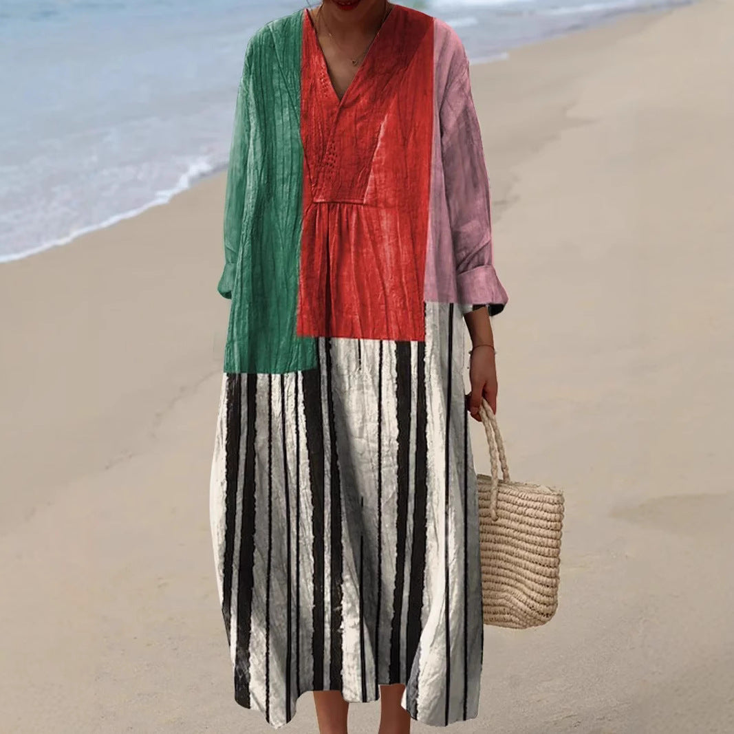 Nahla™ | Striped Patchwork Dress