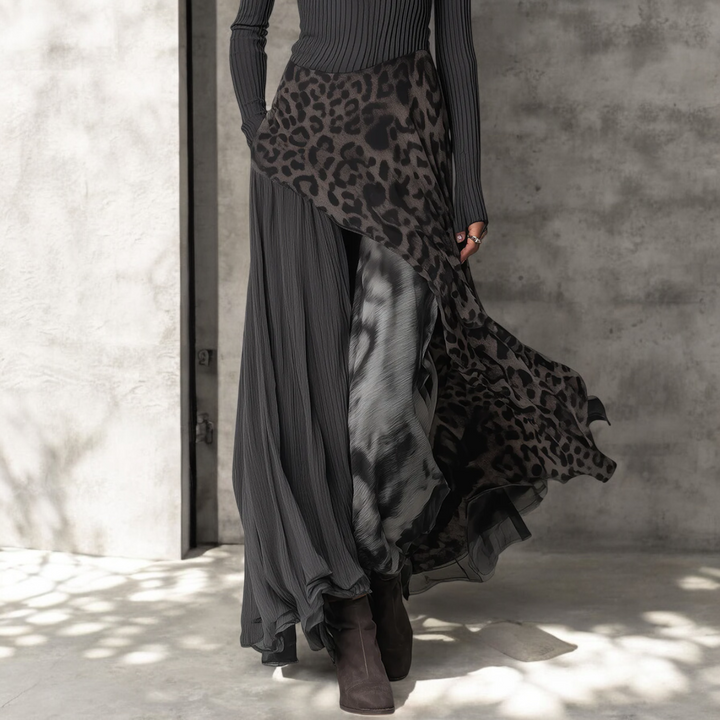 NKEM™ | Long Dress with Elegant Leopard Print & Flattering Flow
