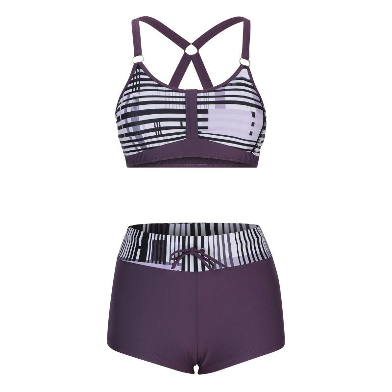 Ela - Dusty Pink Bikini with Bow and Leaf Print | Last Day 80% Discount!