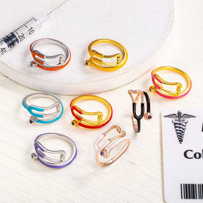 Stethoscope Ring with Heart Birthstone