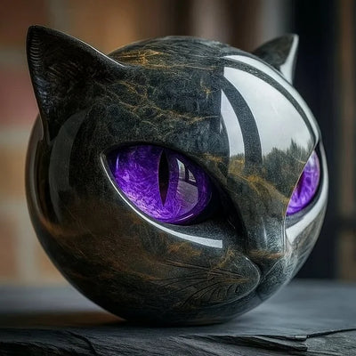 Sculpture of Mysterious Black Cat Head
