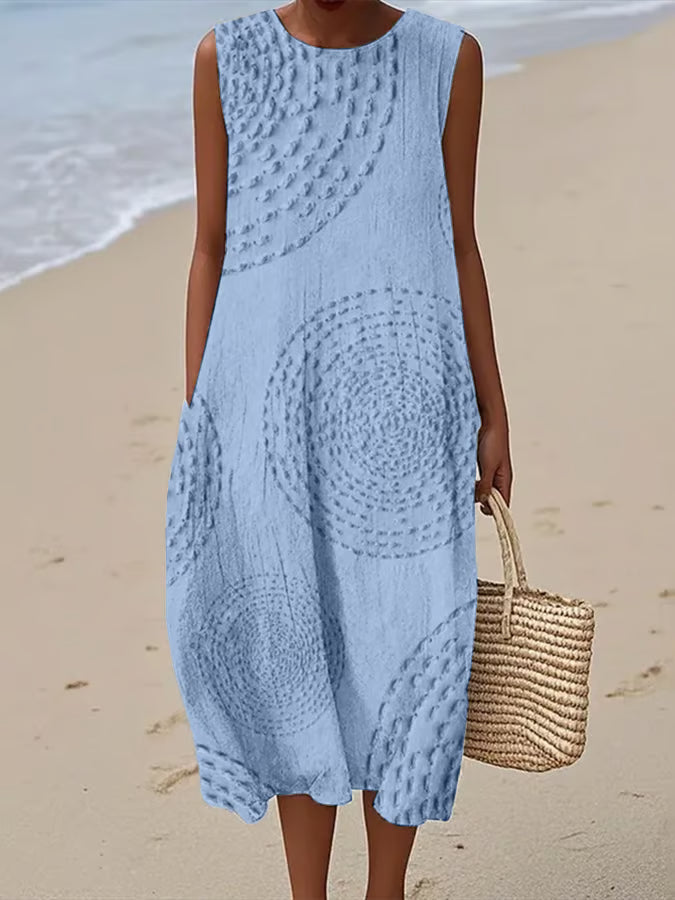 Elise™ | Sleeveless Long Dress with Textured Pattern
