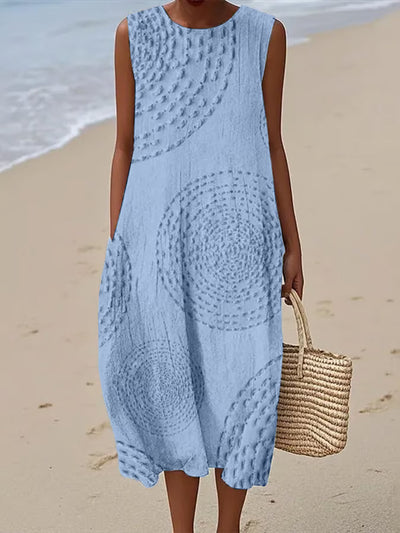 Elise™ | Sleeveless Long Dress with Textured Pattern