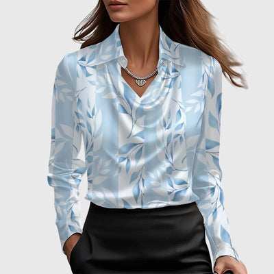 Sylvie™ | Blouse with Luxurious Shine & Pleated Neckline