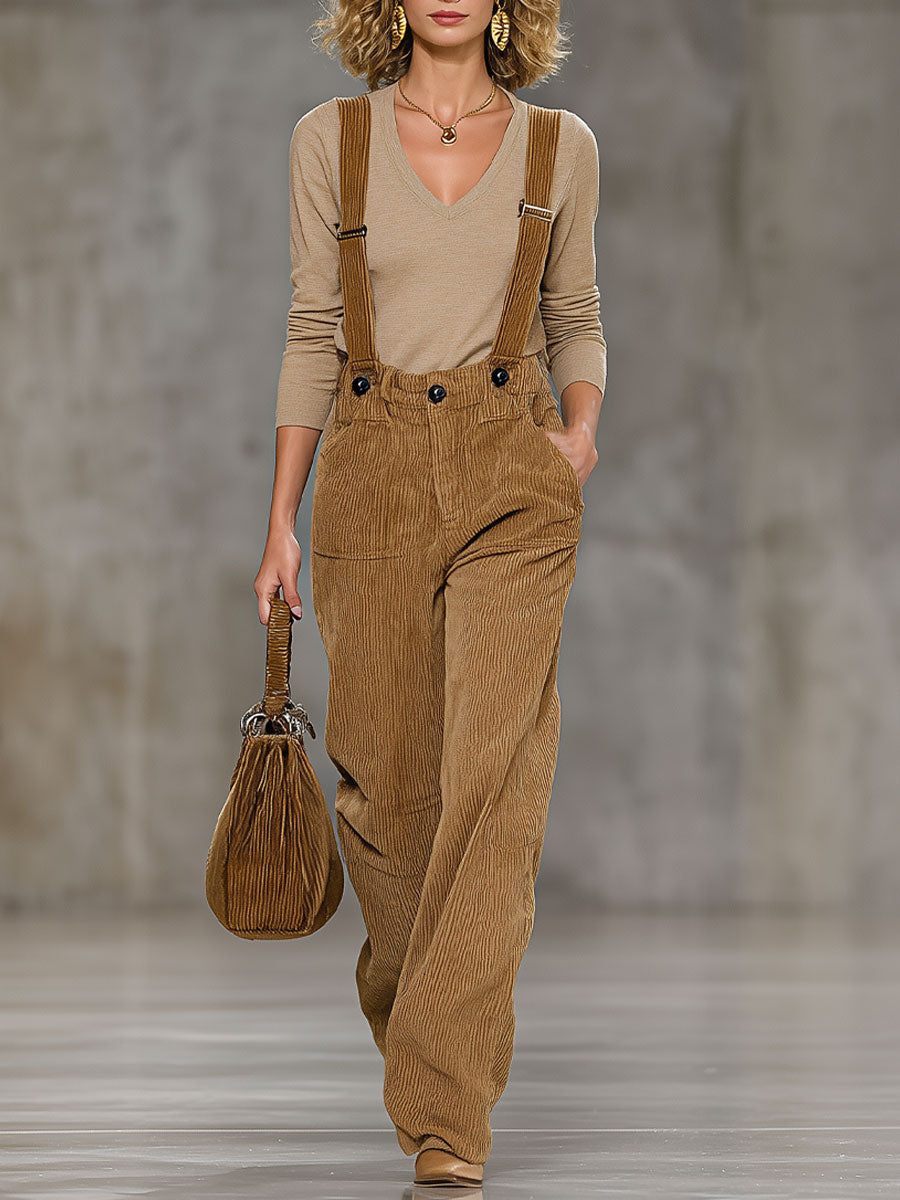 Zani™ | Casual & Fashionable Light Brown Corduroy Overall