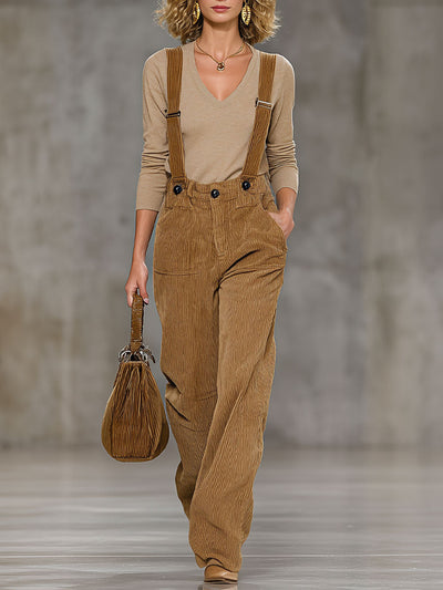 Zani™ | Casual & Fashionable Light Brown Corduroy Overall