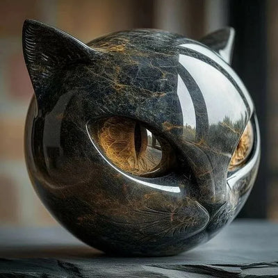 Sculpture of Mysterious Black Cat Head